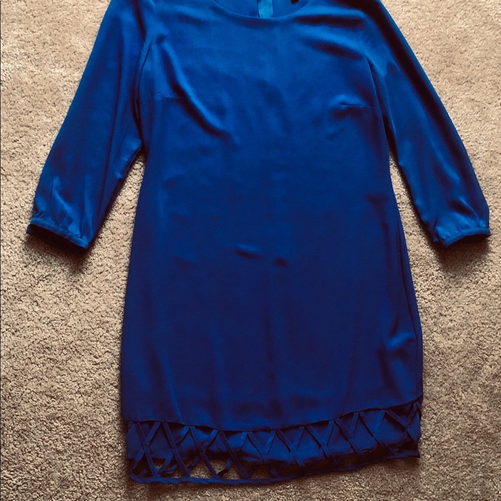 Blue cocktail dress with sleeves